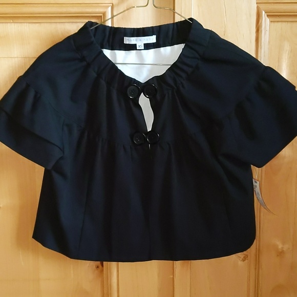 mona & holly Tops - Mona & Holly Short Sleeve Black Capelet